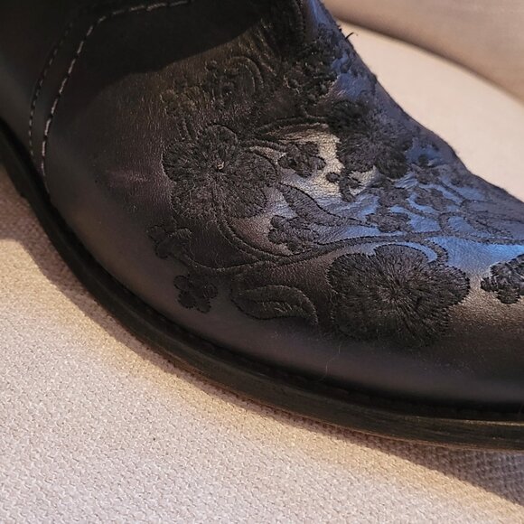 Embroidered Leather Ankle Boots - Picture 4 of 6